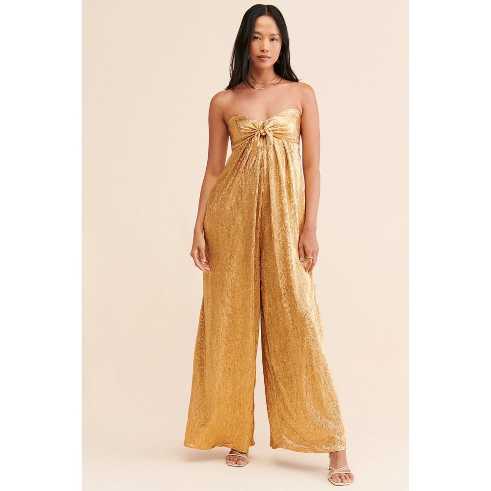 #054.  NWT Gold Olivia Strapless Jumpsuit-Free People